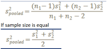 <p>used when populations have similar variability, uses pooled variance</p>