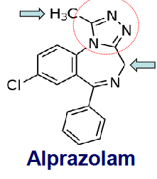 <p>contains triazole</p><p>alprazolam, triazolam, estazolam</p><p>increases the stability of the drug</p>