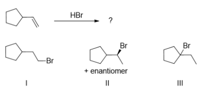 <p>select the expected major product(s) of the following rxn</p>