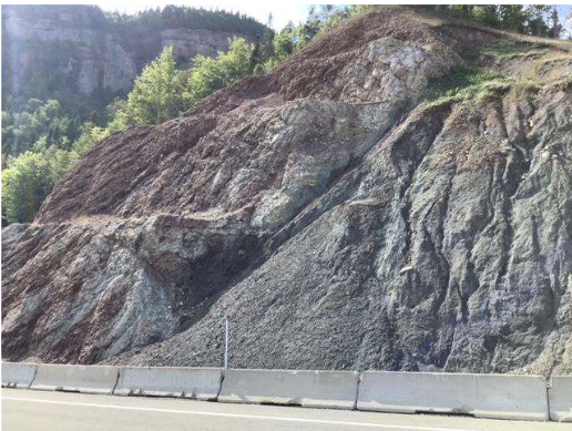 <p>A rock mass: A large and indistinct body of solid earth materials, containing features on the scale of jointing, folding, schistosity, etc.</p><p>• Not a hand specimen</p>