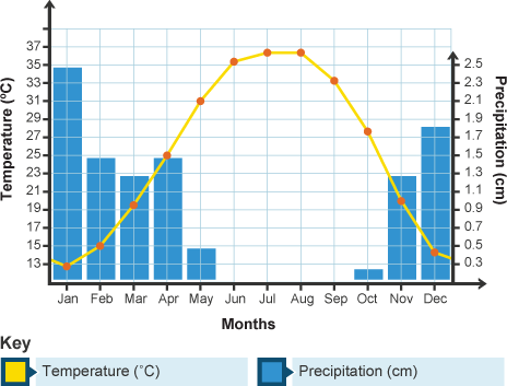 <ul><li><p>high temperatures, low water availability</p></li><li><p>correspond wth high pressure zones of hadley cells</p></li><li><p>can be fairly diverse</p></li><li><p>humans have used deserts for grazing desertification and salinization</p></li><li><p>adaptations:</p><ul><li><p>succulence</p></li><li><p>drought decidious</p></li><li><p>short annual life history</p></li></ul></li></ul><p></p>