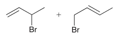 <p>Two products obtained with a conjugated diene</p>