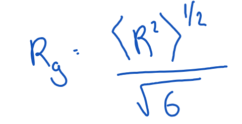 <p>= measure of the average (r.m.s) distance of a chain segment from the centre of mass of the polymer.</p><p></p>