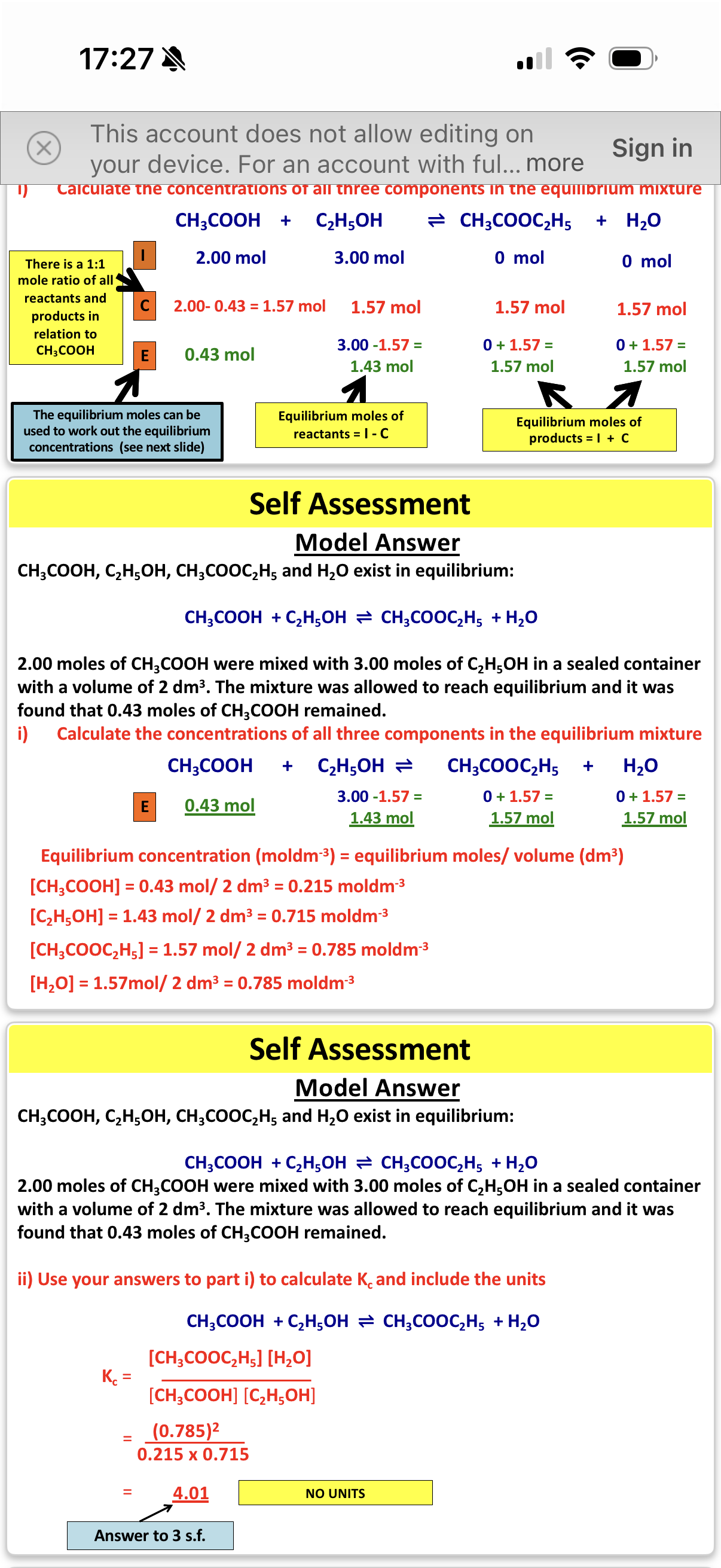 <p>Info: you need to divide the al the moles by 2 to get the concentration. This is because the volume present is 2dm*3</p>