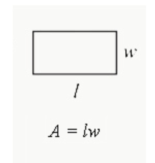<p>P=2l+2w</p><ul><li><p>multiply the length (l) by 2 and the width (w) by 2, and then add the products together</p></li></ul><p></p>