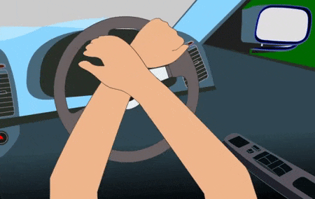 <p>Starting with both hands on the wheel, reach across the wheel with one hand to grab the opposite side, let go of the wheel with the other hand, and pull up the hand on the wheel.</p>