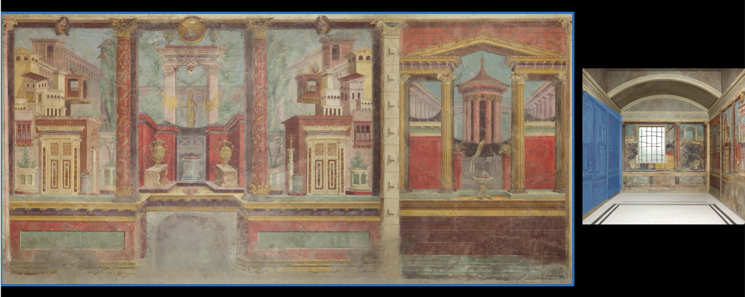 <p>Detail of cubiculum (bedroom) with architectural scenes</p>
