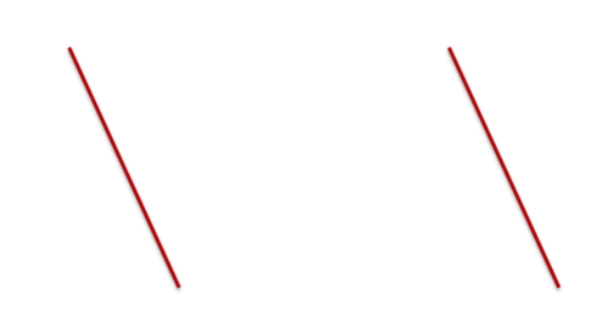 <p>start with two parallel lines slanted to the right or left</p>