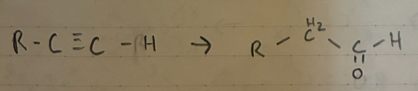 <p>Anti-Markov addition of H2O to an alkyne</p>