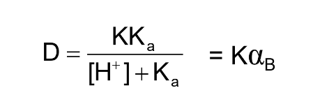 <p>αB is the fraction of weak base in the neutral form, B, in the </p><p>aqueous phase.</p>