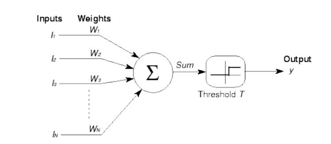 <p>A perceptron is an approximation of the brain neuron. Nerves transmit the signals which the neurons sum and and output an appropriate signal. The function is a threshold that allows the neuron to fire or not. </p><p>The weights provide a means of learning and this is why it is the preferred building block. A neural network built from perceptrons.</p>