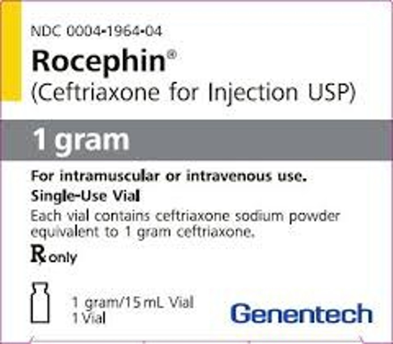 <p>Generic Name: Ceftriaxone</p><p>Therapeutic Class: Cephalosporin antibiotic</p><p>Indication: Bacterial infection</p>