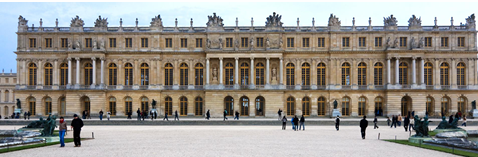 <p>Architecture Symmetry</p><ul><li><p>Strong central axis</p></li><li><p>Balanced wings extending outward</p></li><li><p>Expresses order and control</p></li></ul><p> Horizontal Emphasis</p><ul><li><p>Long façade stretches across the landscape</p></li><li><p>Communicates immense scale</p></li><li><p>Suggests the vast reach of royal power</p></li></ul><p> Classical Elements</p><ul><li><p>Columns and pilasters</p></li><li><p>Regular rhythm of windows</p></li><li><p>Pediments and balustrades</p></li><li><p>Classical ornament used in a controlled manner</p></li></ul><p> Mansard Roof</p><ul><li><p>Characteristic French roof profile</p></li><li><p>Adds vertical emphasis while maintaining overall horizontality</p></li><li><p>Creates a distinctive skyline</p></li></ul><p></p>