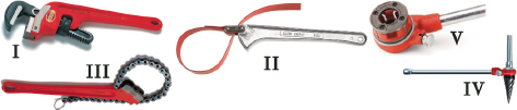 <p><span>Which of the tools shown in Figure 131.201 would be used to screw together PVC-coated steel conduits?</span></p>