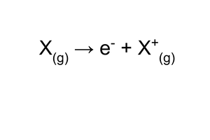 <ul><li><p>energy required to remove an electron from every atom in a mole of atomic gas, to produce a mole of uni-positive gaseous ions</p></li></ul><p></p>