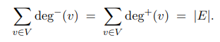 <p>It is equal to the sum of the in-degrees of each vertex, as well as the sum of the out-degrees of each vertex.</p>
