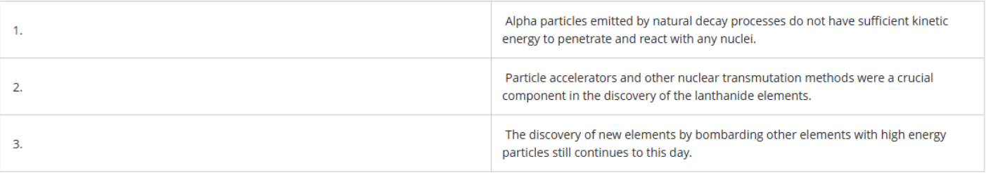 <p>Which of the following statements concerning nuclear bombardment and transmutation is/are correct?</p>