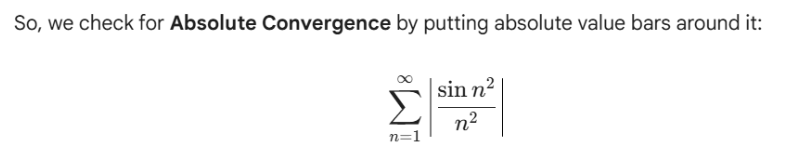 <p>It only works on POSITIVE terms. You can fix this by putting absolute value bars. (checking for absolute convergence)</p>