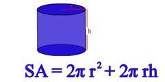 <p>2πrh + 2πr²</p>