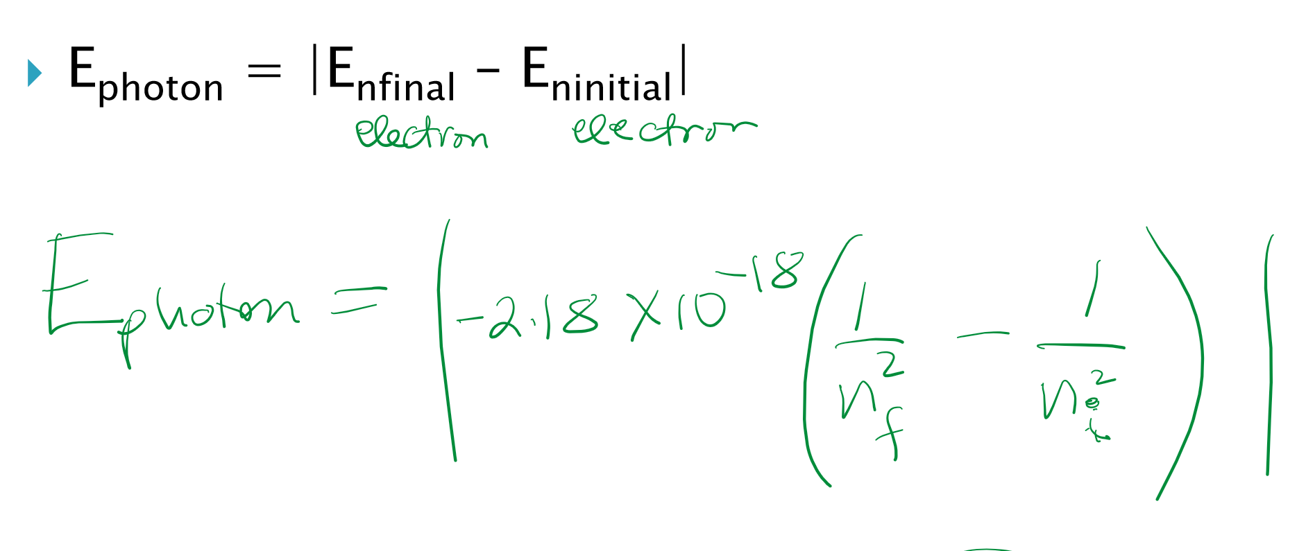 <p>Where “n” is the energy level</p>