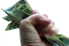 <p>(adj.) Able to get and retain ideas or information; concerned with acquiring wealth or property. </p><p>(SYN: greedy, avaricious, retentive)</p><p>(ANT: altruistic)</p>