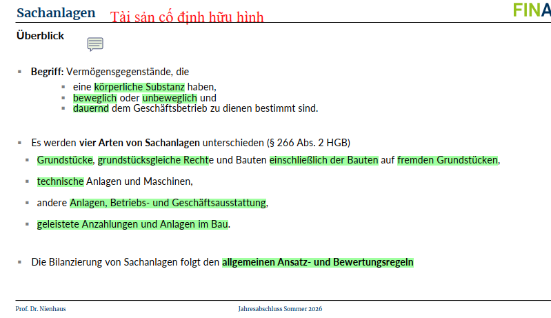 <p>Ansatz- und Bewertungsregeln von Sachanlagen </p>
