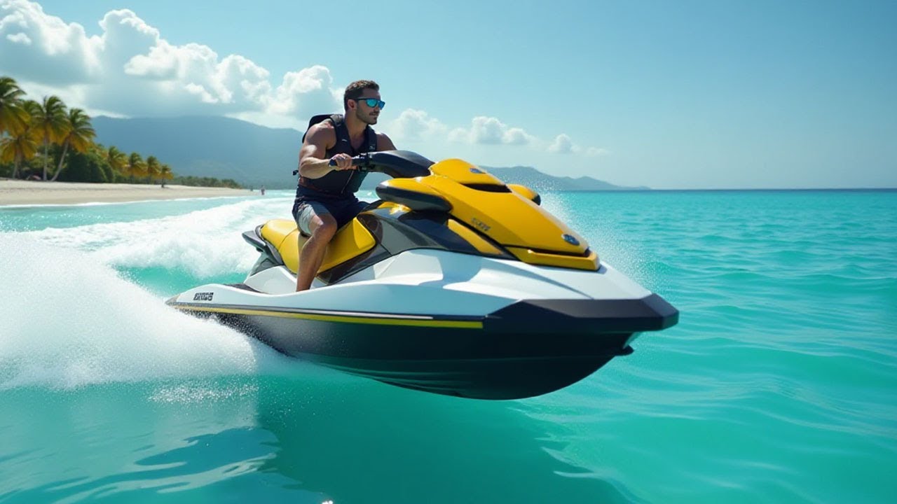<p>Riding a personal watercraft</p>