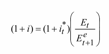 <p>Where Et = exchange rate </p><p>Eet+1 = exchange rate expected in the next period </p>