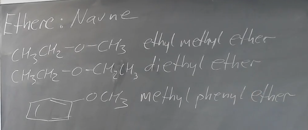 <p>alfabetisk af aryl eller alkyl grupper efterfulgt af ether</p>