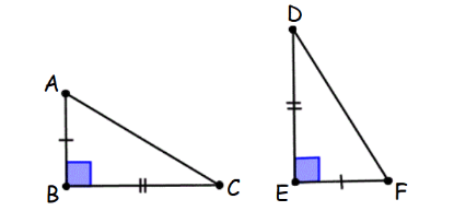 <p>If the legs of one right triangle are congruent to another’s, then the triangles are congruent.(SSS and SAS)</p>