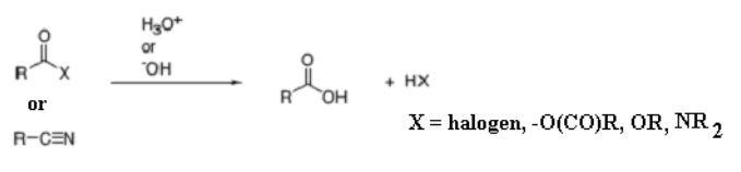 <p><span>Hydrolysis. You get carboxylic acids.</span></p>