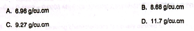 <p>B. 8.68 g/cu.cm</p>