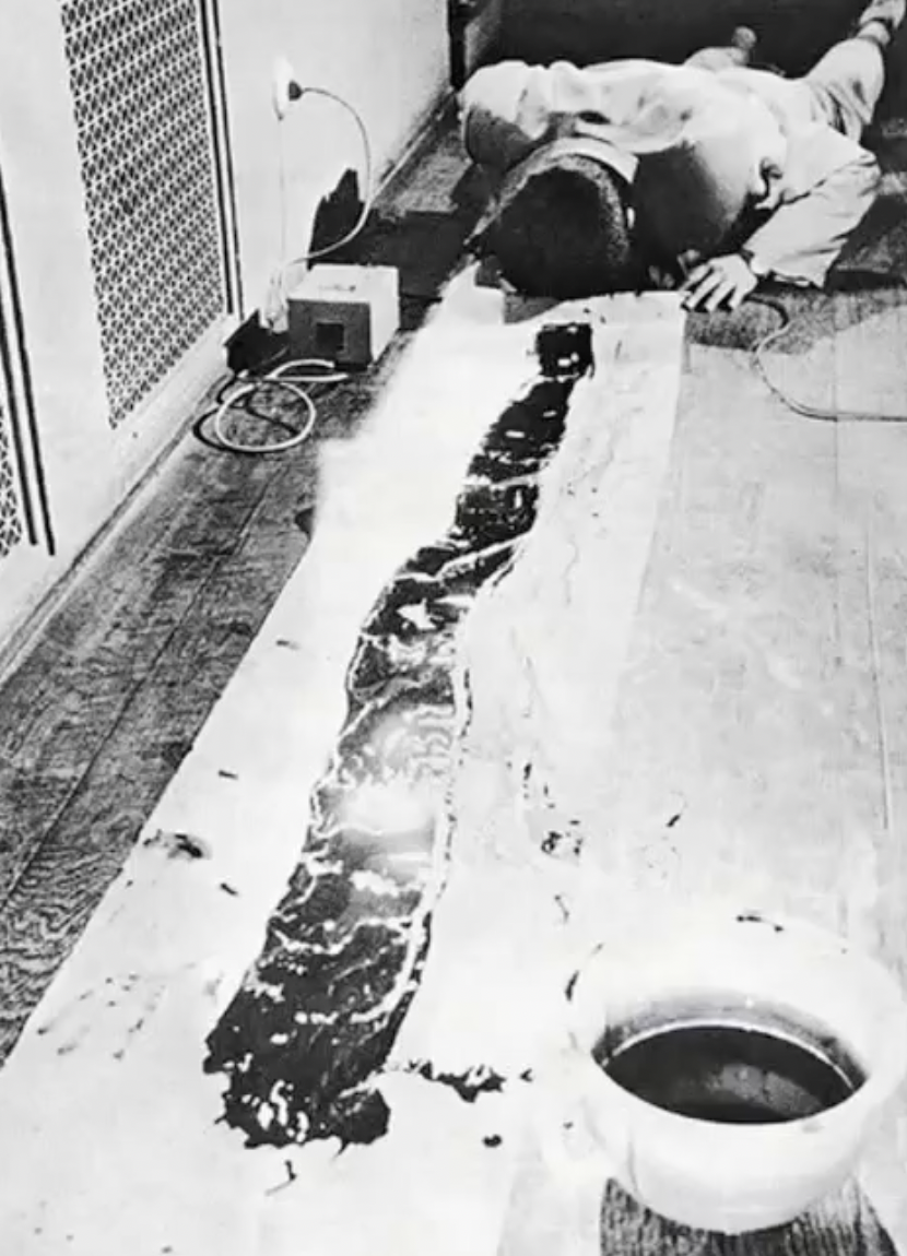 <ol start="1962"><li><p>Artist drags ink-covered head across paper; parodies calligraphy and Western views of Asian art.</p></li></ol><p></p>