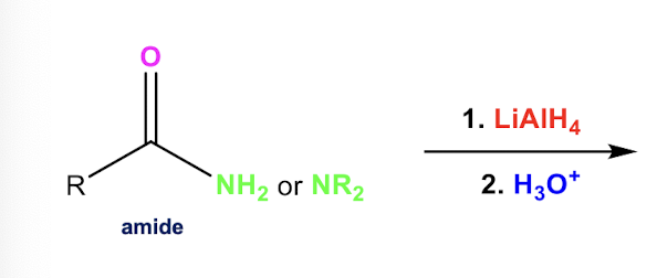 <p>amide + LiAlH4 ————></p>