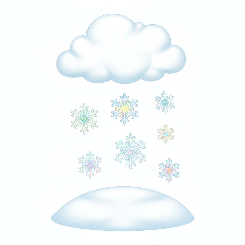 <p>Precipitation that consists of soft, white frozen flakes or ice crystals.</p>