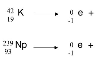 <p>Complete these β emission nuclear reactions</p>