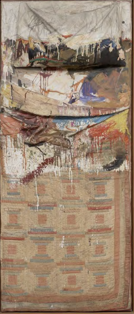 <p>Robert Rauschenberg, <em>Bed</em>, 1955</p>