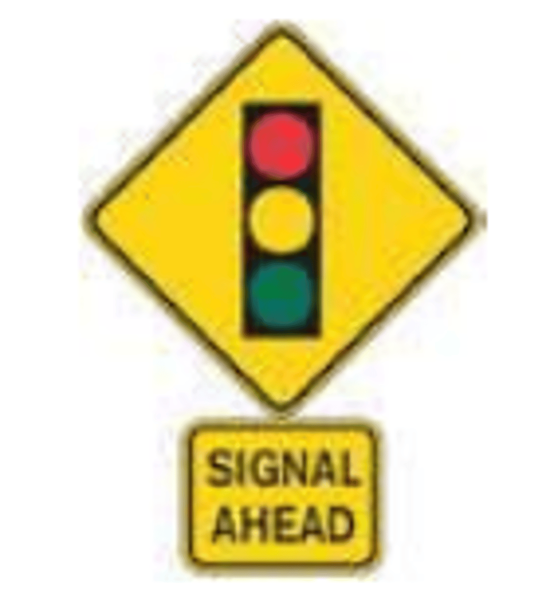 <p>Indicates traffic signals at upcoming intersection.</p>