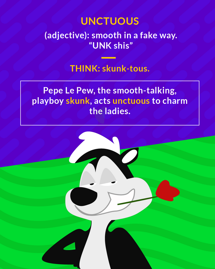 <p>(adj.) Excessively smooth or smug; trying too hard to give an impression of earnestness, sincerity, or piety</p><p>(adj.) smooth in a fake way</p>