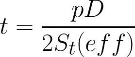 <p>where S<sub>t </sub>is the actual or allowable tensile stress in the wall</p>