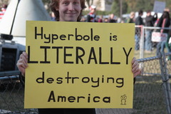 <p>exaggerated statements or claims not meant to be taken literally.</p>