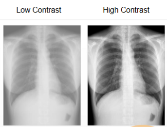 <p>Low contrast vs high contrast (more blackening)</p>