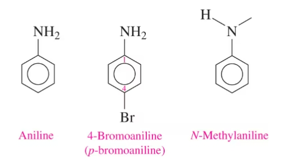 <p><strong><mark data-color="rgba(0, 0, 0, 0)" style="background-color: rgba(0, 0, 0, 0); color: inherit;">compounds where a nitrogen group is attached directly to an aromatic ring</mark></strong><span> (e.g., aniline).</span></p>
