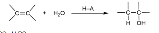 <p>Markovnikov product is major; rearrangement; regenerates acid so only a small amount is needed; heterolytic cleaves &amp; H bonds first &amp; carbocation forms</p>