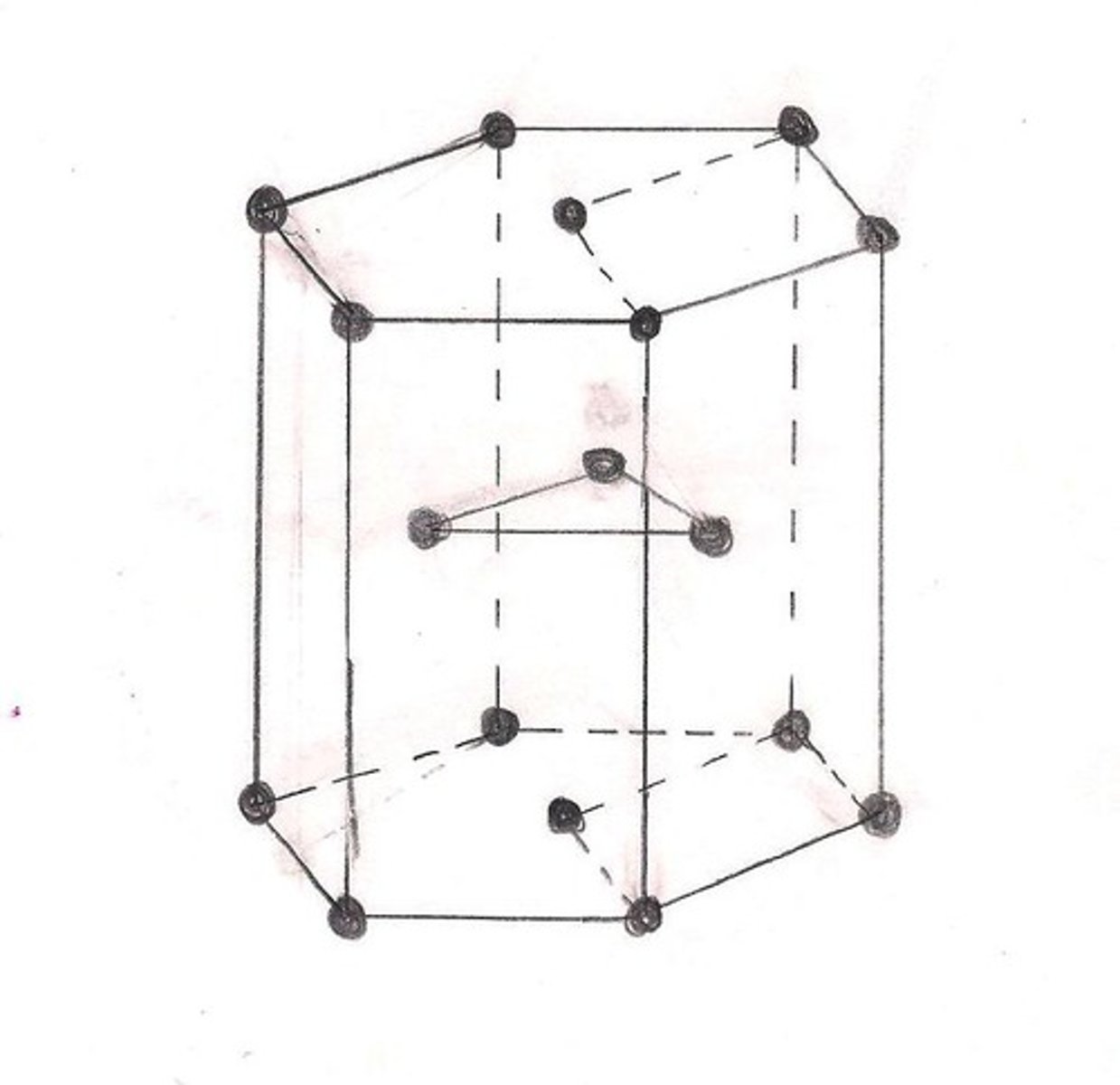 <p>HCP (Hexagonal Close-Packed) has a hexagonal lattice and fewer slip systems (only 3), making it less ductile than FCC and BCC. It's tightly packed in two directions but has limited deformability.</p>