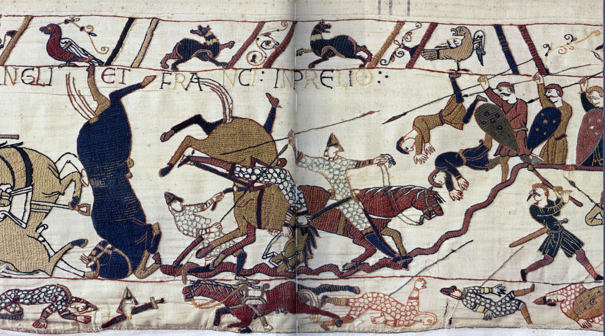 <p><strong>Battle of Hastings,</strong><span> detail from </span><em>Bayeux Tapestry,</em><span> ca. 1070-1080. Embroidered wool on linen.</span></p>