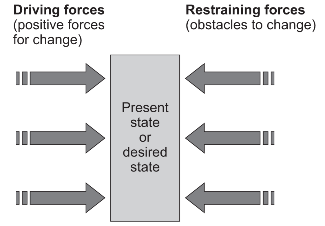 <p>Lewin’s force field analysis</p>