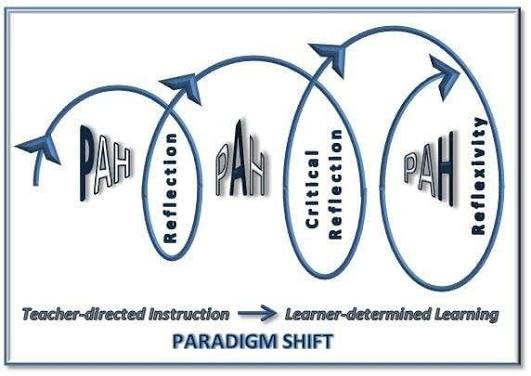 <p>A transition from focusing on skills for being safe and responsible online to developing lifelong habits and "dispositions" to guide complex decision-making.</p>