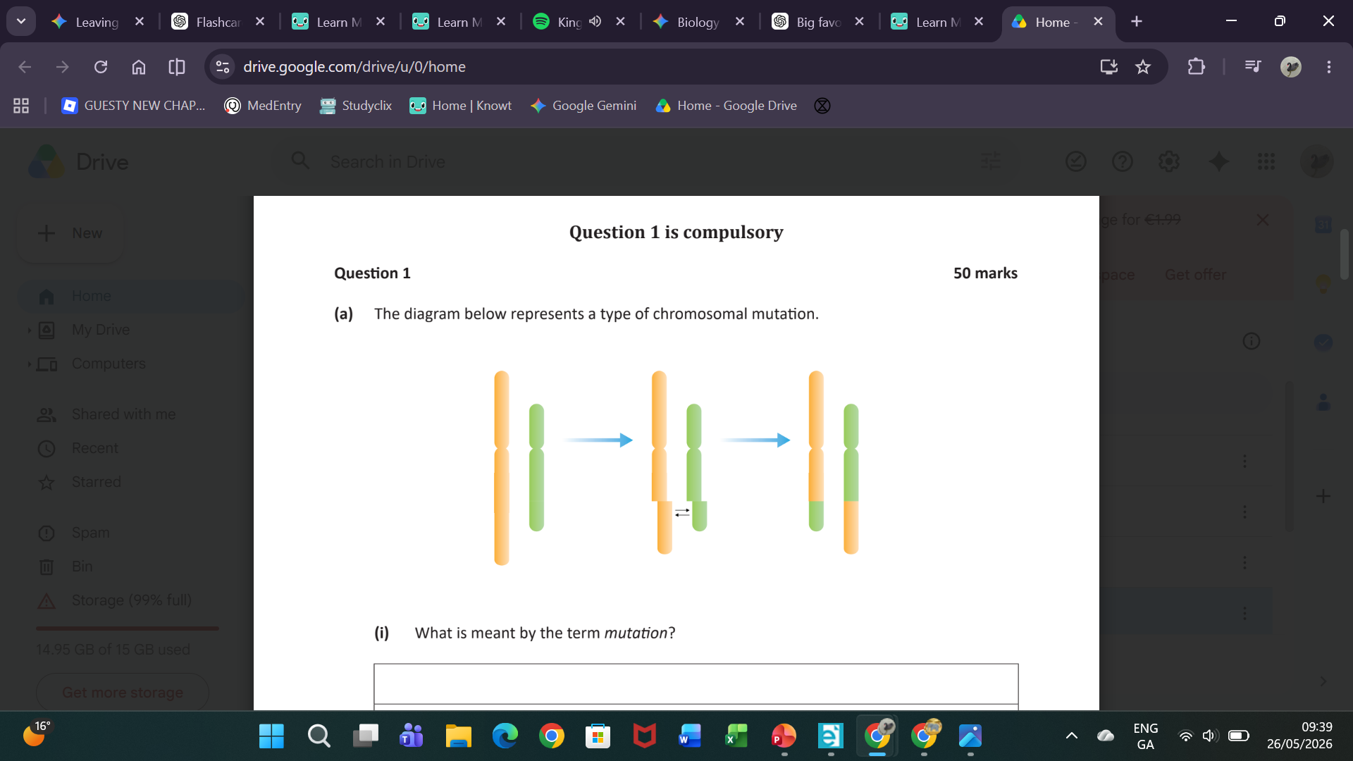 <p>Identify the type of chromosomal mutation represented in the diagram.</p>