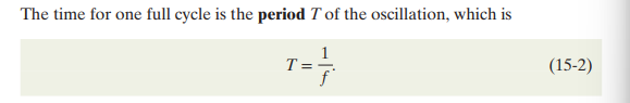 <p>Period is defined as the time for an object in SHM to complete a full cycle; it can also be thought of as inversely proportional to the frequency of the object itself. The units for the period are seconds. </p>